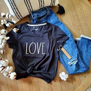 Rae Dunn Cotton Black 'LOVE.' Shortsleeve Shirt XS